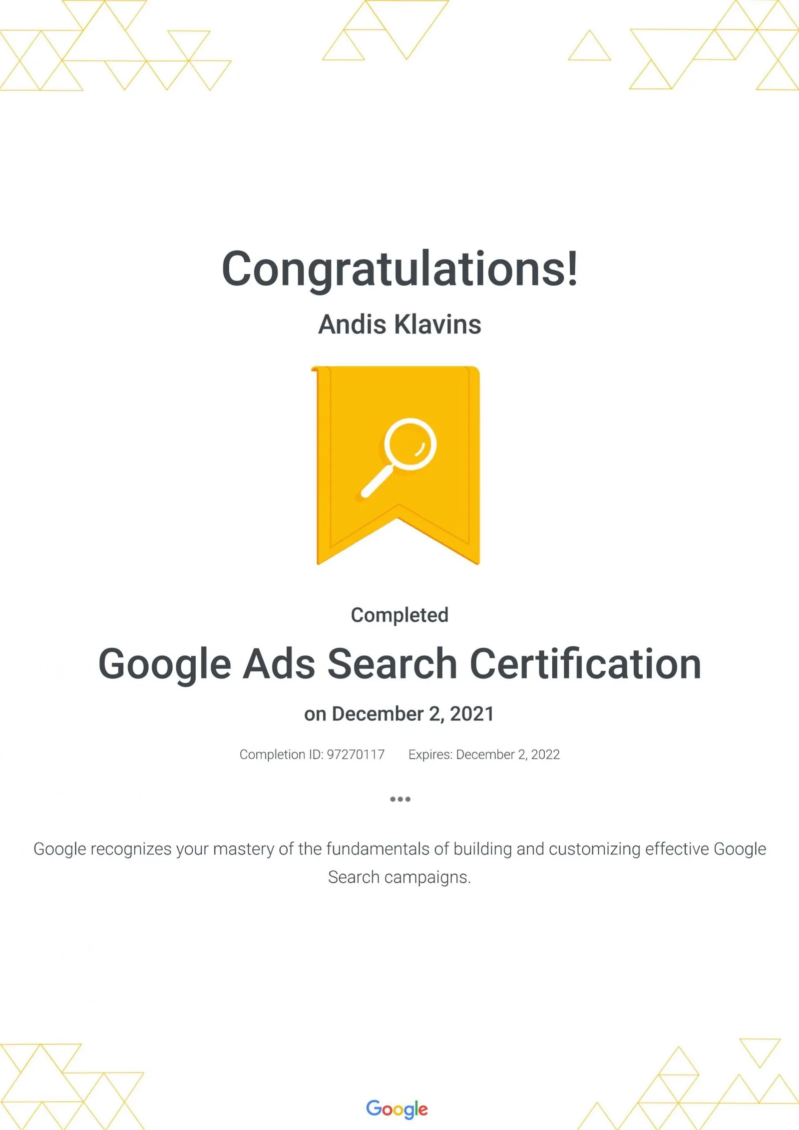 Google Ads Certificate