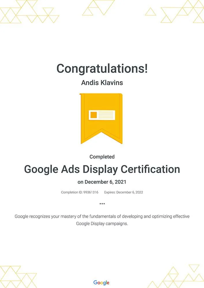 Google display ads certification