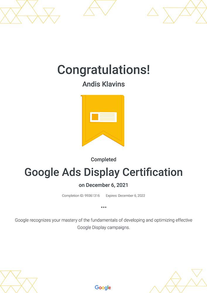 Google display ads certification